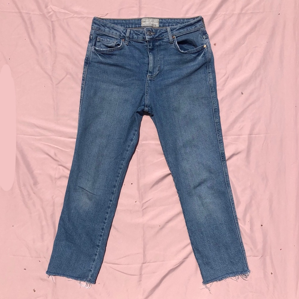 straight leg medium wash jeans